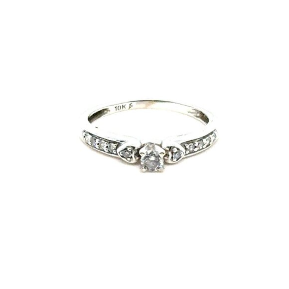 Minimalist 10K Gold Diamond Band Ring - Picture 1 of 10